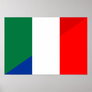 イタリア・フランス国旗の国半記号 ポスター