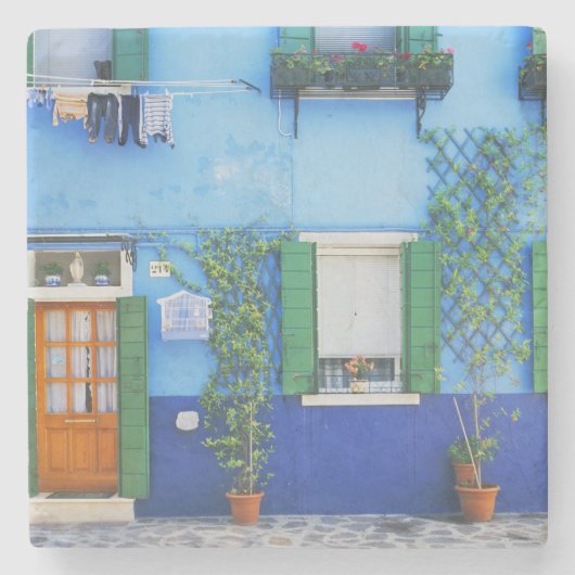 イタリア、ブラノ。近くのブラノのカラフルハウス ストーンコースター (正面)