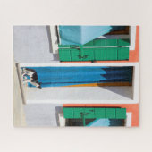 イタリア,ブラーノの戸口に猫 ジグソーパズル (横)