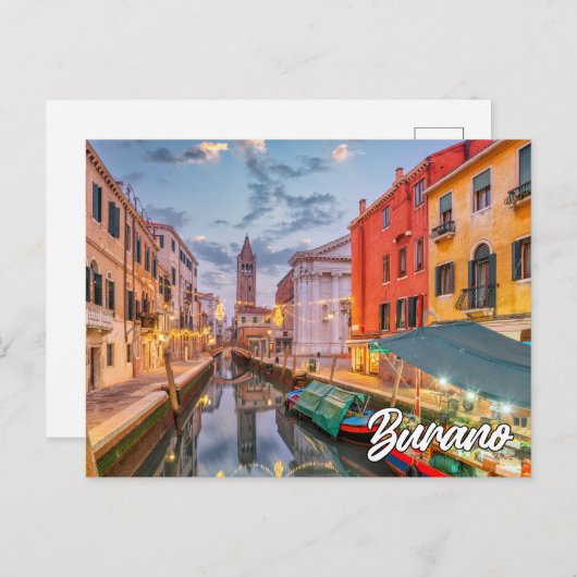 イタリア,ブラーノの美しい島 ポストカード (正面/裏面)