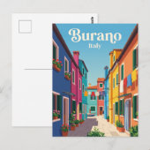 イタリア・ブラーノの路地 ポストカード (正面/裏面)