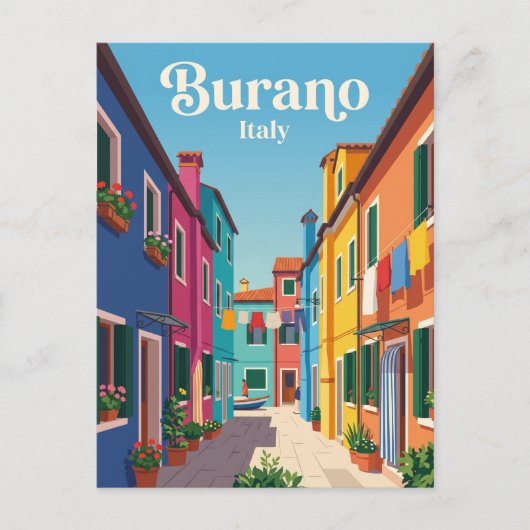 イタリア・ブラーノの路地 ポストカード (正面)