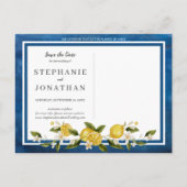 イタリア　ブルー　ウォーターカラー　レモン　セーブ・ザ・デート　ポストカード インビテーションポストカード (裏面)