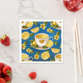 イタリア　ブルー　水彩　レモン　コーヒーカップ　ナプキン スタンダードカクテルナプキン (インサイチュ)