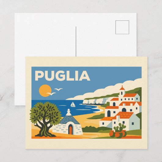 イタリア プーリャ州 ヴィンテージ 旅行ポスター ポストカード (正面/裏面)