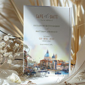 イタリア・ベネチアの水辺 Save the Date 招待状