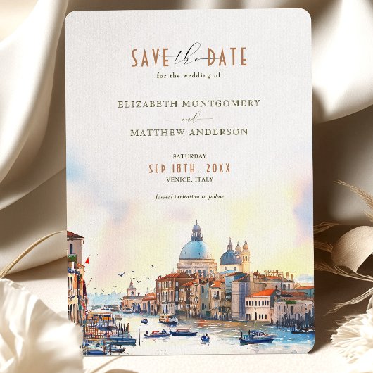 イタリア・ベネチアの水辺 Save the Date 招待状