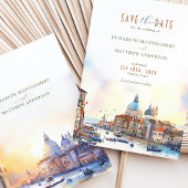 イタリア・ベネチアの水辺 Save the Date 招待状