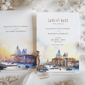 イタリア・ベネチアの水辺 Save the Date 招待状