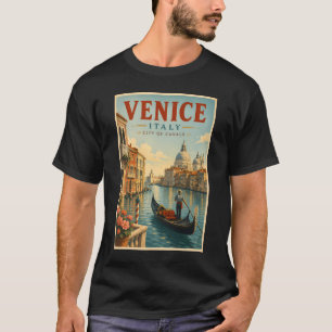 イタリア ベネチア 水路 イラスト 旅行 アート レトロ Tシャツ