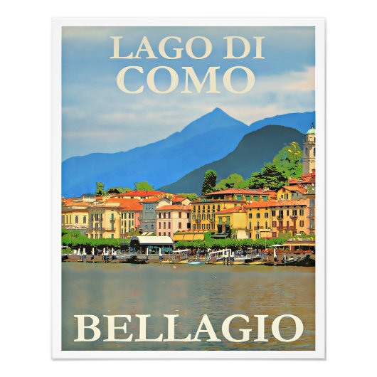 イタリア，ベラージオ， Lago di Como フォトプリント (正面)