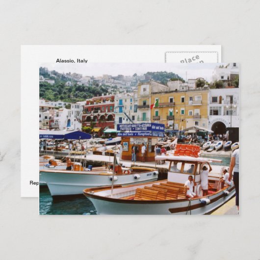 イタリア、 ボートの終点、Capri ポストカード (正面/裏面)