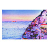 イタリア ポジターノの日の入り 絵画 ポスター (正面)