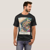 イタリア ポジターノ アマルフィ海岸 水彩風景画 Tシャツ (正面フル)