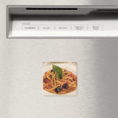 イタリア、ポジターノ。パスタとナスのプレート。 マグネット (インサイチュ (食洗機))