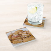 イタリア、ポジターノ。リガトニのプレートを表示 ガラスコースター (アングル)