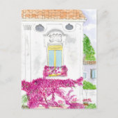 イタリア、ポジティターノのブーゲンビリアの花 ポストカード (正面)