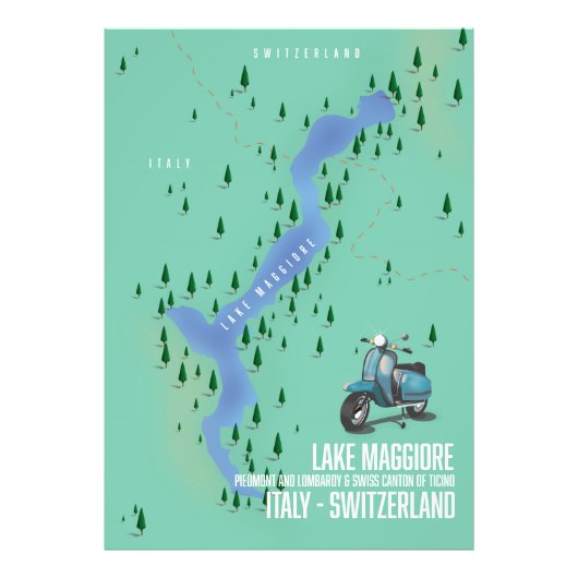イタリア マッジョーレ湖 - スイス地図 フォトプリント            (正面)