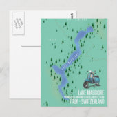 イタリア マッジョーレ湖 - スイス地図 ポストカード (正面/裏面)