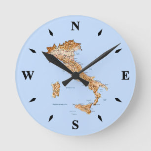 イタリア·マップ·クロック ラウンド壁時計