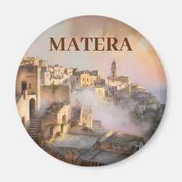 イタリア・マテーラのサッシ 水彩画 レトロ風 マグネット