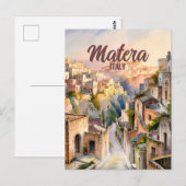 イタリア マテーラ サッシ 水彩画 ヴィンテージ ポストカード (正面/裏面)