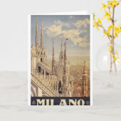 イタリア,ミラノの大聖堂のヴィンテージ旅行ポスター カード (黄色い花)