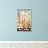 イタリア，ミラノの大聖堂のヴィンテージ旅行ポスター キャンバスプリント (インサイチュ (ウッドフロア))