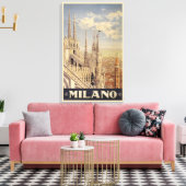 イタリア，ミラノの大聖堂のヴィンテージ旅行ポスター キャンバスプリント (インサイチュ (リビング))