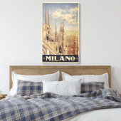 イタリア，ミラノの大聖堂のヴィンテージ旅行ポスター キャンバスプリント (インサイチュ (寝室))
