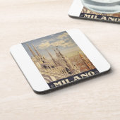 イタリア，ミラノの大聖堂のヴィンテージ旅行ポスター コースター (左側)