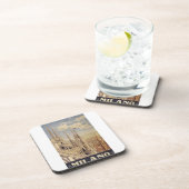 イタリア，ミラノの大聖堂のヴィンテージ旅行ポスター コースター (右側)