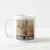 イタリア，ミラノの大聖堂のヴィンテージ旅行ポスター コーヒーマグカップ (左)