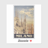 イタリア，ミラノの大聖堂のヴィンテージ旅行ポスター シール (シート)