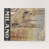 イタリア,ミラノの大聖堂のヴィンテージ旅行ポスター ジグソーパズル (横)