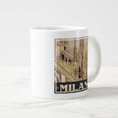 イタリア，ミラノの大聖堂のヴィンテージ旅行ポスター ジャンボコーヒーマグカップ (正面右)