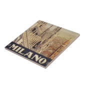 イタリア,ミラノの大聖堂のヴィンテージ旅行ポスター タイル (側面)