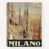 イタリア，ミラノの大聖堂のヴィンテージ旅行ポスター ノートブック (正面)