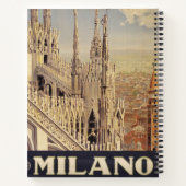 イタリア，ミラノの大聖堂のヴィンテージ旅行ポスター ノートブック (裏面)