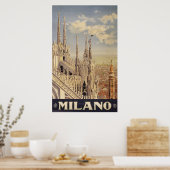 イタリア,ミラノの大聖堂のヴィンテージ旅行ポスター ポスター (キッチン)