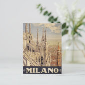 イタリア,ミラノの大聖堂のヴィンテージ旅行ポスター ポストカード (スタンド正面)