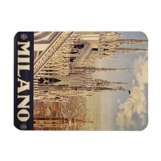 イタリア，ミラノの大聖堂のヴィンテージ旅行ポスター マグネット (横)