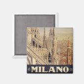 イタリア，ミラノの大聖堂のヴィンテージ旅行ポスター マグネット (正面/裏面)