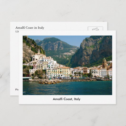 イタリア、ユネスコのアマルフィの海岸の郵便はがき ポストカード (正面/裏面)