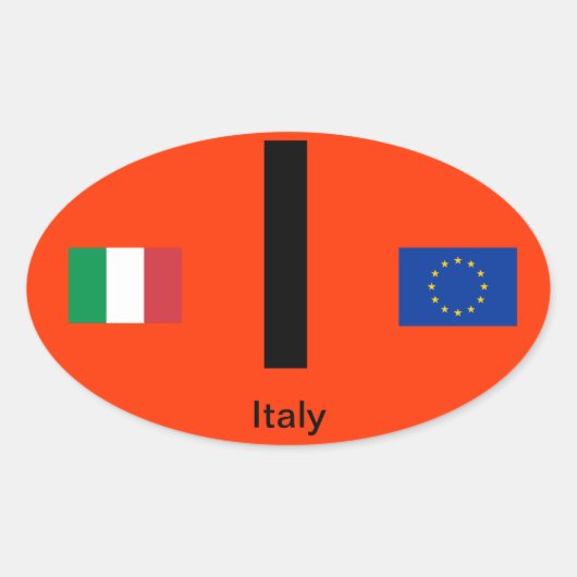 イタリア – ユーロスタイルオーバルステッカー 楕円形シール (正面)