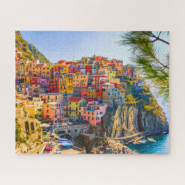 イタリア リグーリア チンクエテッレ 崖 海の風景画 ジグソーパズル