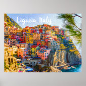 イタリア リグーリア チンクエテッレ 色とりどりの家 画 ポスター (正面)