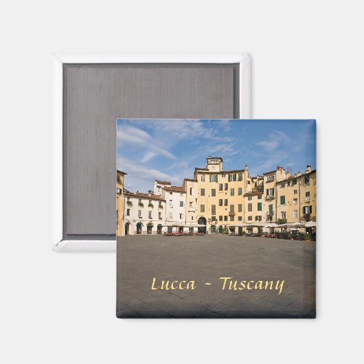 イタリア、ルッカ-トスカーナのピアッツァアンフィテアトロ広場 マグネット (正面/裏面)