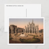 イタリア,ロンバルディ,ミラノ大聖堂とピアザ ポストカード (正面/裏面)