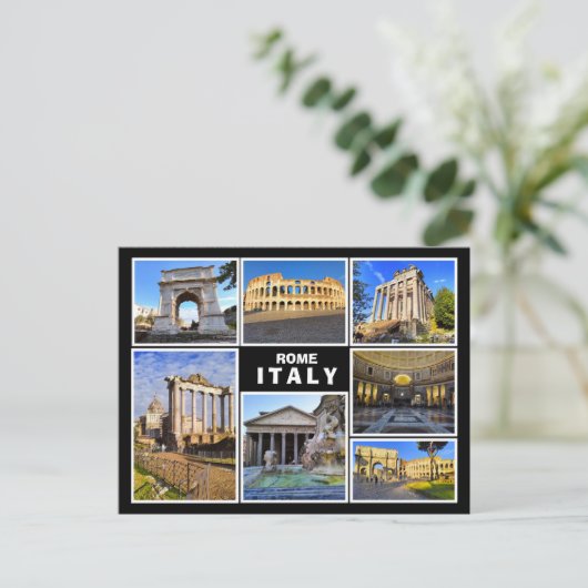 イタリア，ローマからのコラージュ ポストカード (スタンド正面)
